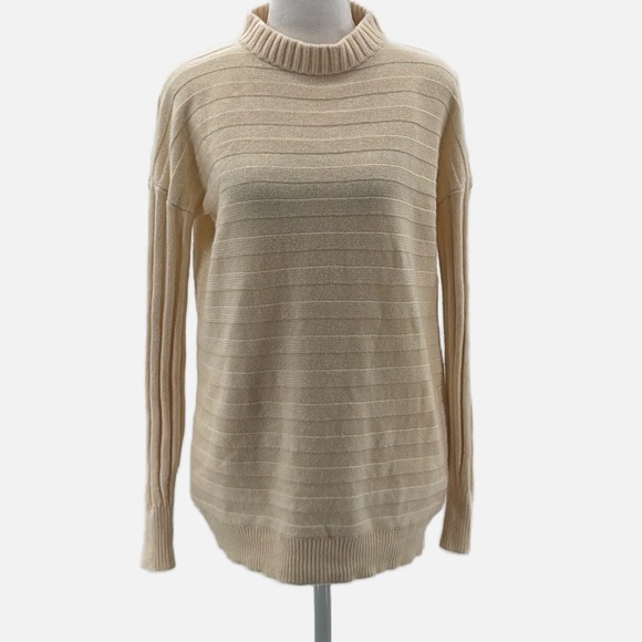 Theory Andrista Mock Neck Cashmere Sweater in Cream Beige - Size Small - Picture 1 of 6